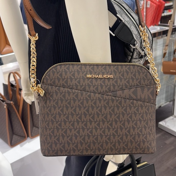 MICHAEL KORS Jet Set Medium Logo Dome Satchel Crossbody 
Brown - Picture 4 of 16